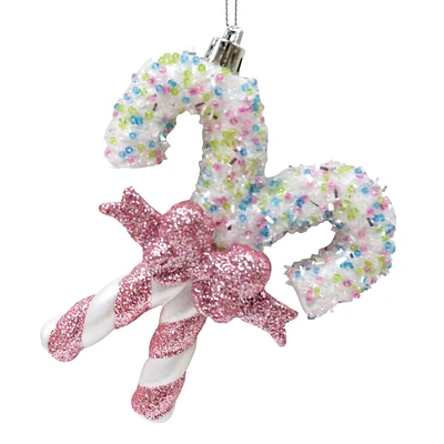 Mrs. Claus' Bakery Glitter & Beaded Candy Cane Ornament, 4.9"