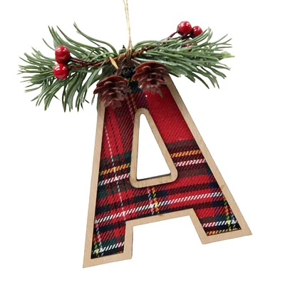 Plaid Monogram Ornament