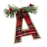 Plaid Monogram Ornament