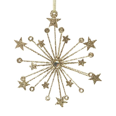 Providence Golden Glitter Star Snowflake Ornament, 7"