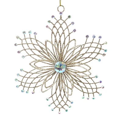 Gold Glittered Gem Flower Ornament, 6.65"