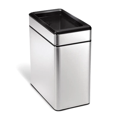 Slim Open Can Brushed Stainless Steel Trash Can, 10l