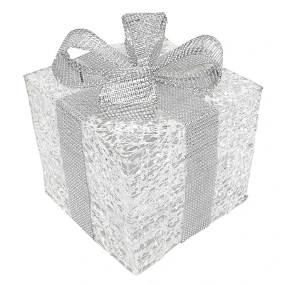 Providence Silve Pre-Lit Silver Gift Box, Large