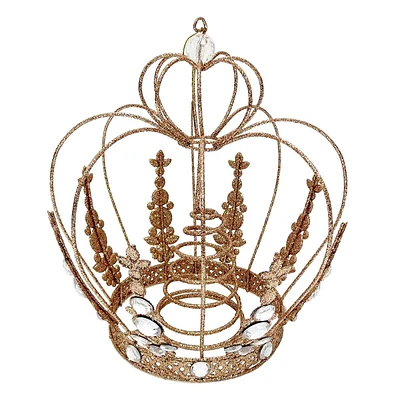 Champagne Glittered Crown Tree Topper, 9.1"