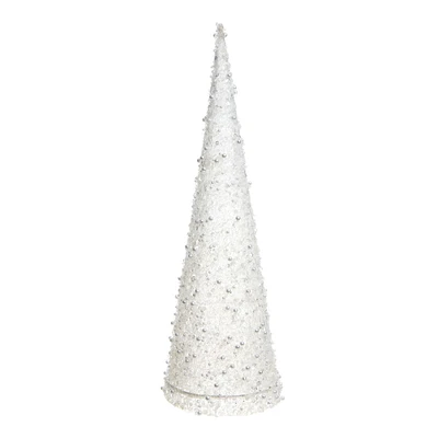 White Glitter & Beaded Table Top Tree