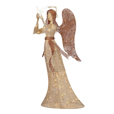 Outdoor Pre-Lit LED Glittered Thread Angel, 5'