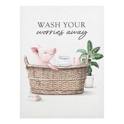 Pig In Bath Canvas Wall Art, 12x16