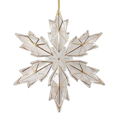 Clear & Gold Snowflake Ornament, 4.8"