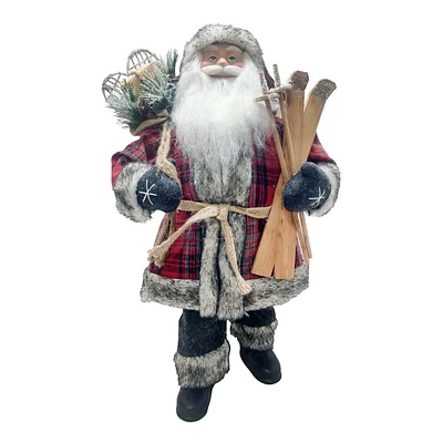 Porcelain Head Santa with Ski, 18"