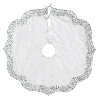 48In White Velvet Tree Skirt With Beading