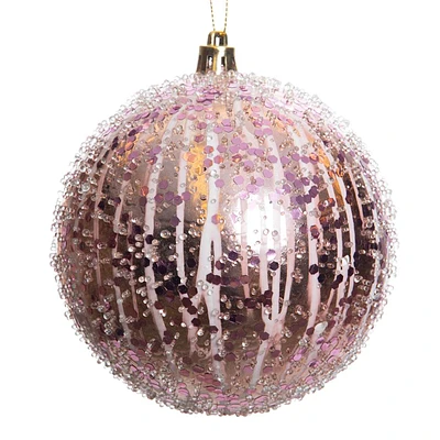 Mrs. Claus' Bakery Light Pink Beaded Ball Ornament, 4"