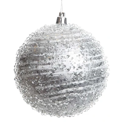 Providence Silver Beaded Ball Ornament