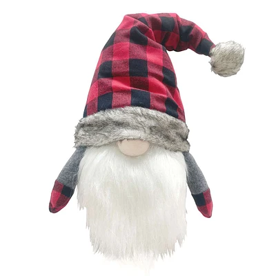 Red Buffalo Check Gnome Tree Topper, 12"