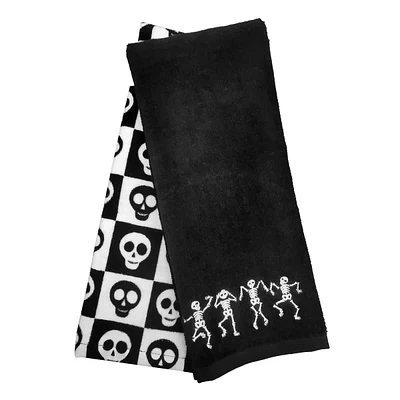 2-Pack Embroidered Skeleton Hand Towels