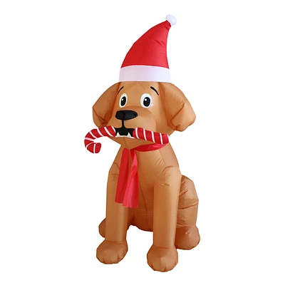 Christmas Doggy with Candy Cane Inflatable, 4'