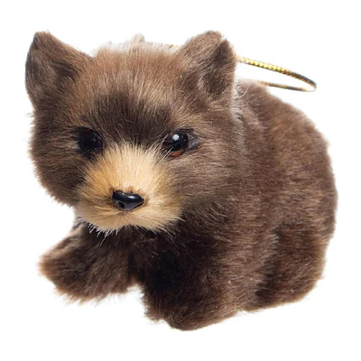 Brown Faux Fur Bear Ornament, 3"