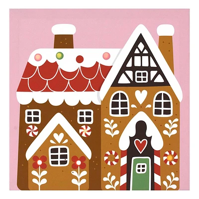 LED Gingerbread House Canvas Wall Art, 12"