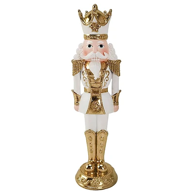 Gold & White Resin Nutcracker, 10"