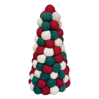 Honeybloom Red, Green & White Felt Tree, 14"