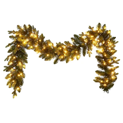 6Ft Pe/ Pvc Mixed Pre Lit Garland With Plug In