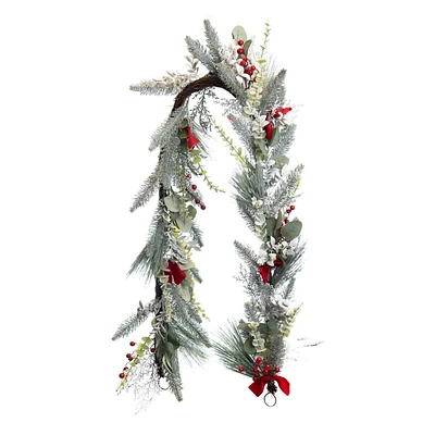 8X4X72In Snow Pine/Berry/Bow Garland