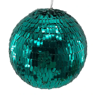 Teal Fringe Ball Ornament, 4"