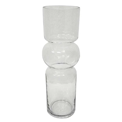 Cylindrical Mid Bubble Glass Vase, 11"