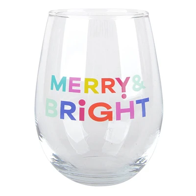 Merry & Bright Stemless Wine Glass