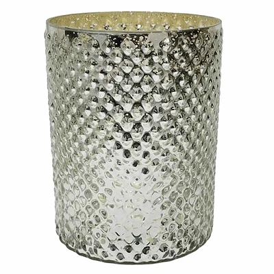 Grey Textured Mercury Glass Hurricane