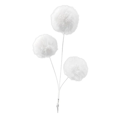 Providence Silver White Pom-Pom Clip with Pick, 12"