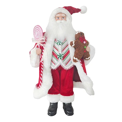 Porcelain Head Santa with Lollipop, 18"