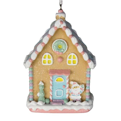 Mrs. Claus' Bakery Pastel Gingerbread House Ornament, 3.5"