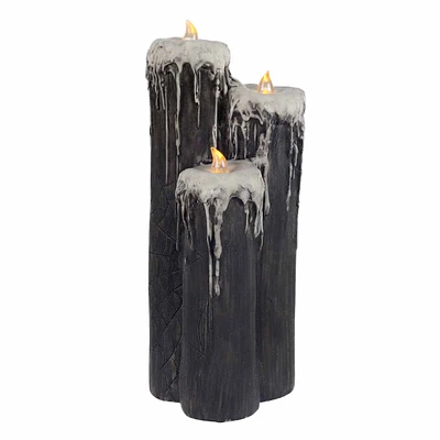 Pre-Lit Black Halloween Candles, 10"