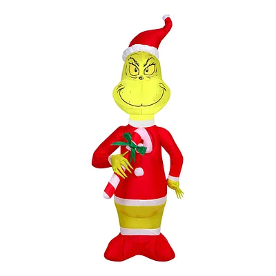 Inflatable Grinch with Candy Cane, 4'