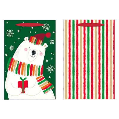 2-Count Winter Cheer Polar Bear Gift Bags