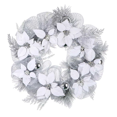 24In White Poinsettia And Bell Wreath