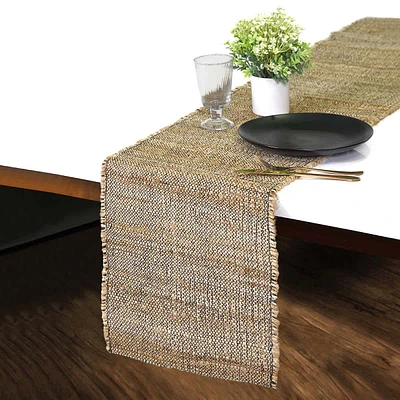 14X72 Natural/Black Woven Jute Runner