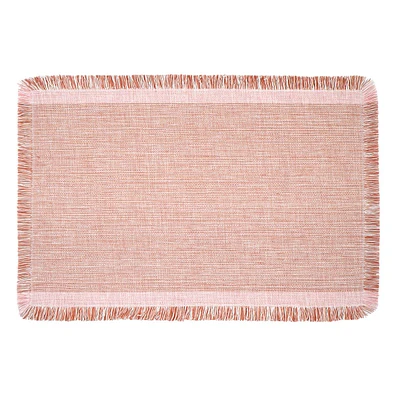 S4 13X19 Pink/White Yarn Dyed With Fringe Placemats