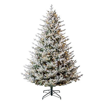 (B29) Pre-Lit Frosted Bridgton Spruce Christmas Tree, 7.5'