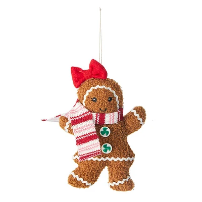 Fabric Gingerbread Girl Ornament, 6.5"