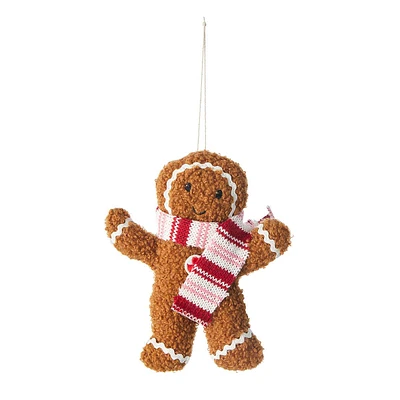 Fabric Gingerbread Boy Ornament, 6.5"