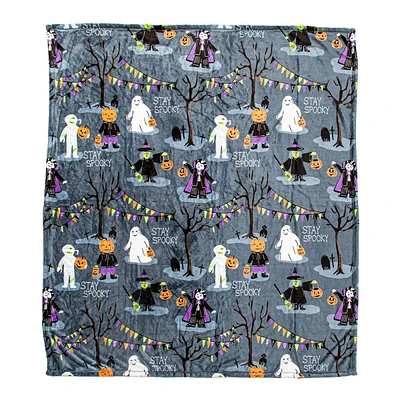 Happy Ghosts Plush Throw Blanket, 50x60