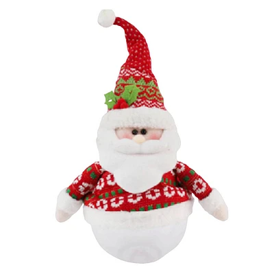 CHRISTMAS FABRIC SANTA CANDY JAR