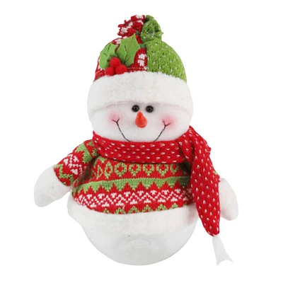 CHRISTMAS FABRIC SNOWMAN CANDY JAR