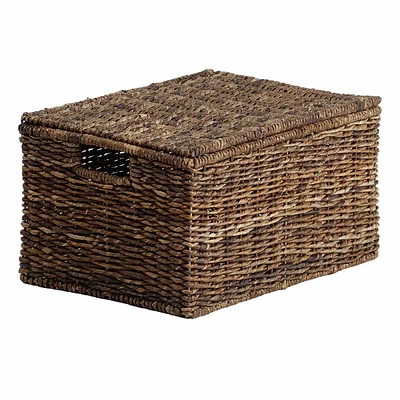 Woven Abaca Storage Basket with Lid