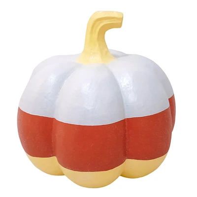 Paper Mache Candy Corn Pumpkin Decor, 18"