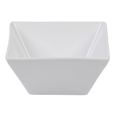 Set of 6 Super White Hard Square Porcelain Appetizer Bowl, 4.5"