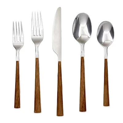 20-Piece Woodburn Wood Handle Flatware Set