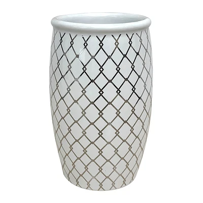 Providence Charlotte White & Gold Checkered Tumbler, 4.7"