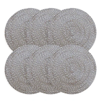 Set of 6 Ash Boucle Round Placemats, 15"